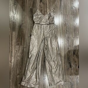 Aidan Mattox Shimmering Silver Jumpsuit